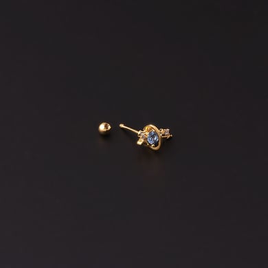 1 Piece Simple Series Classic Moon & Star Titanium Steel  Gold Color Material Zircon Women's Stud Earrings h5 